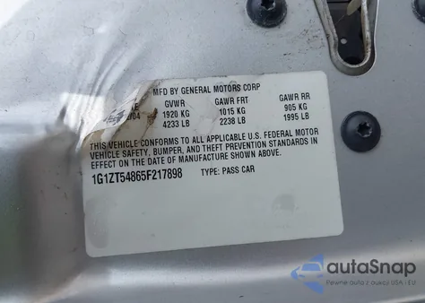 2005 Chevrolet Malibu Ls z USA, uszkodzony, nr VIN 1G1ZT54865F217898